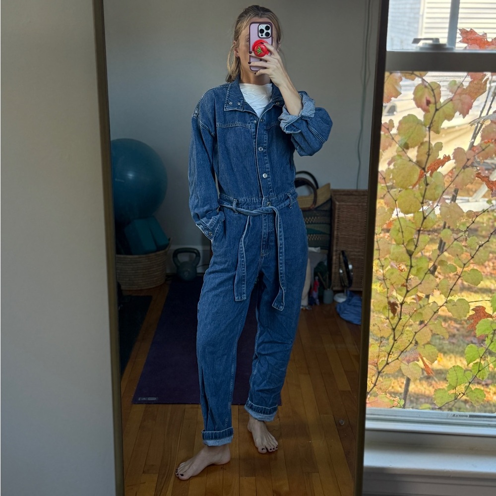 Women's Mango Blue Denim Jumpsuit
